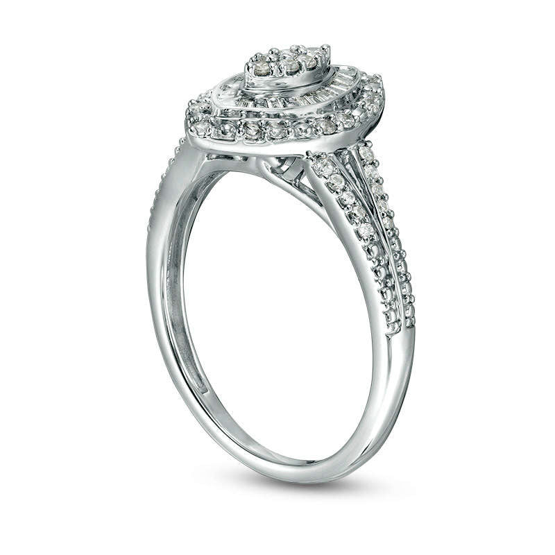 0.33 CT. T.W. Composite Natural Diamond Double Marquise Frame Engagement Ring in Solid 10K White Gold