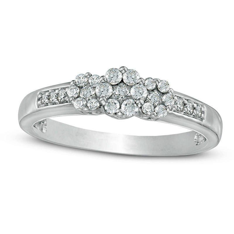 0.33 CT. T.W. Composite Natural Diamond Three Stone Engagement Ring in Sterling Silver