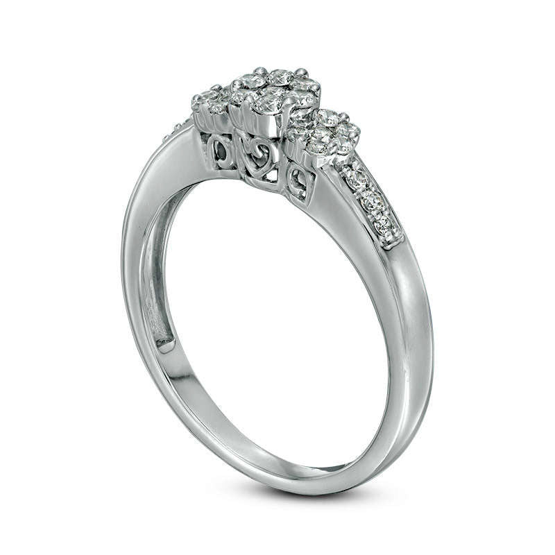 0.33 CT. T.W. Composite Natural Diamond Three Stone Engagement Ring in Sterling Silver