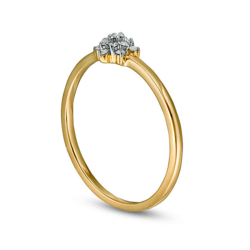 0.07 CT. T.W. Composite Natural Diamond Flower Ring in Solid 10K Yellow Gold