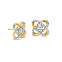 0.2 CT. T.W. Composite Diamond Love Knot Stud Earrings in Sterling Silver with 14K Gold Plate