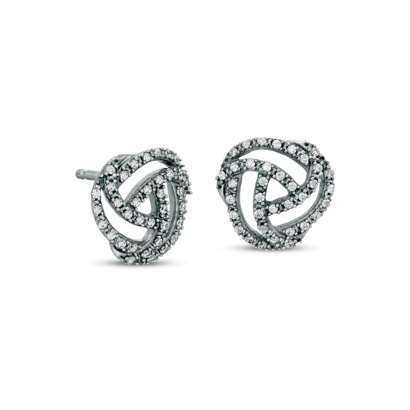 0.2 CT. T.W. Diamond Open Love Knot Stud Earrings in 10K White Gold