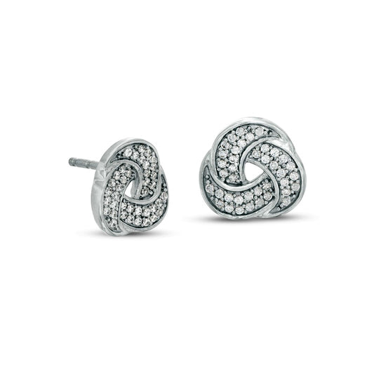 0.2 CT. T.W. Diamond Love Knot Stud Earrings in 10K White Gold