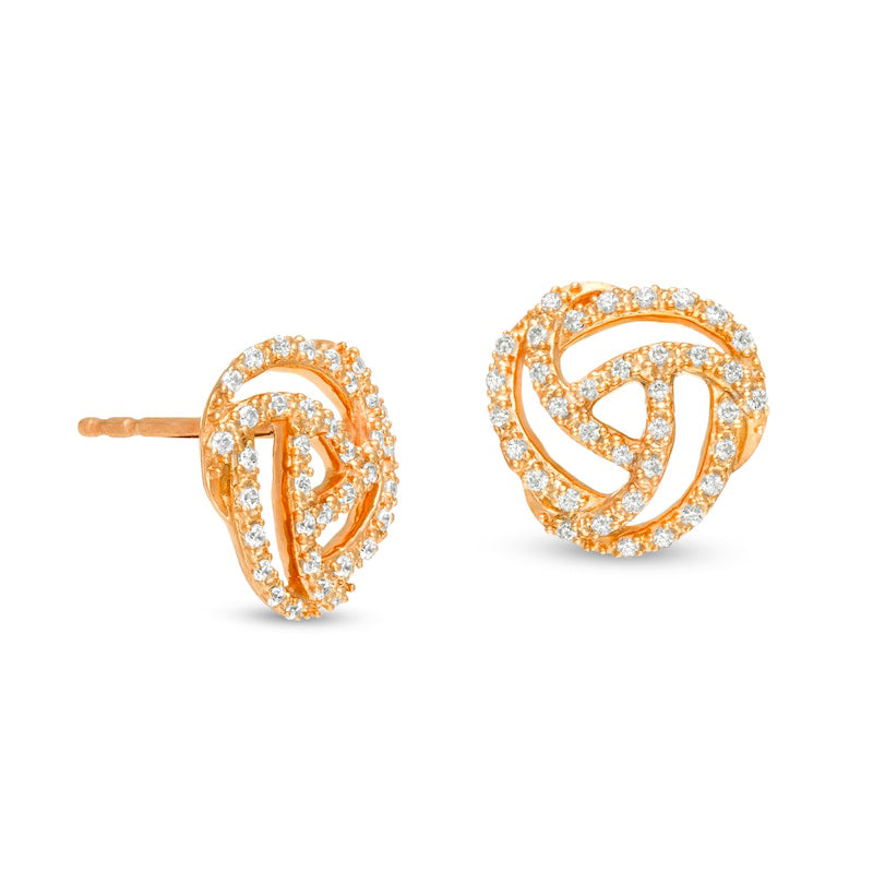 0.2 CT. T.W. Diamond Open Love Knot Stud Earrings in 10K Rose Gold