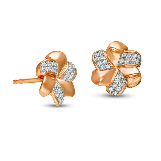 0.17 CT. T.W. Diamond Pinwheel Stud Earrings in 10K Rose Gold