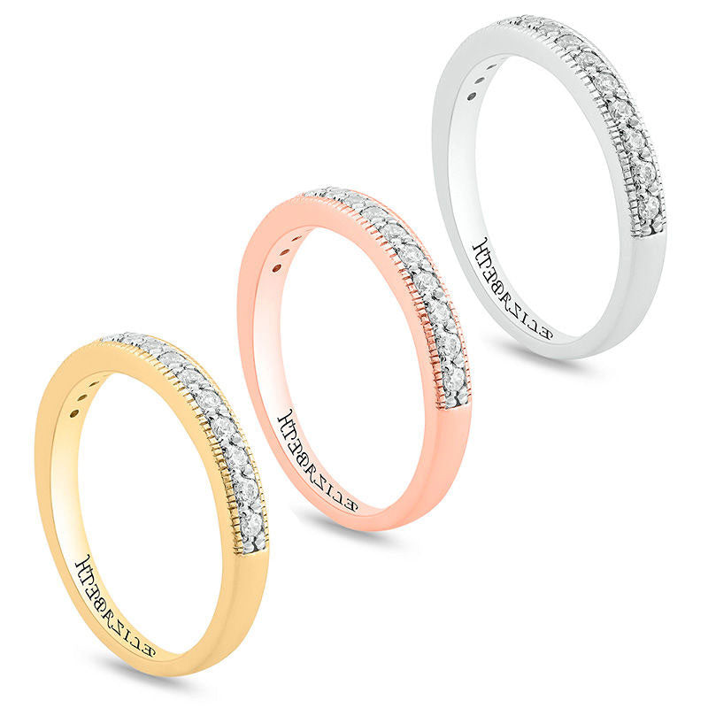 0.25 CT. T.W. Natural Diamond Antique Vintage-Style Engravable Anniversary Band in Solid 10K White, Yellow or Rose Gold (1 Line)