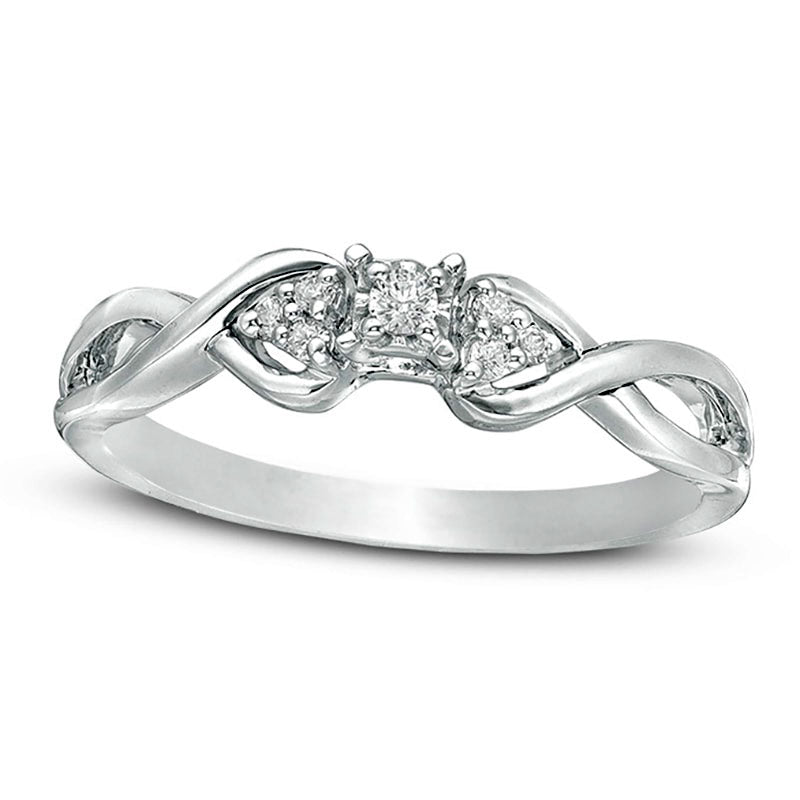 0.07 CT. T.W. Natural Diamond Tri-Sides Infinity Shank Promise Ring in Sterling Silver