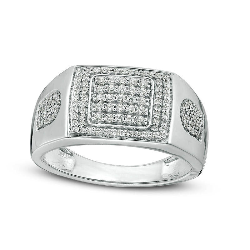 Men's 0.50 CT. T.W. Composite Natural Diamond Square Frame Ring in Sterling Silver