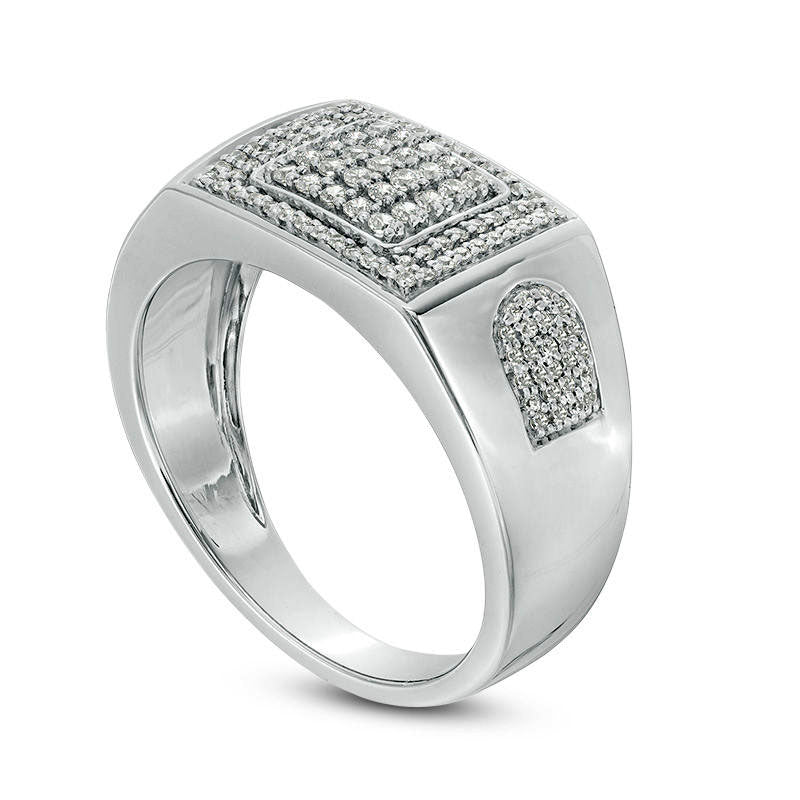 Men's 0.50 CT. T.W. Composite Natural Diamond Square Frame Ring in Sterling Silver