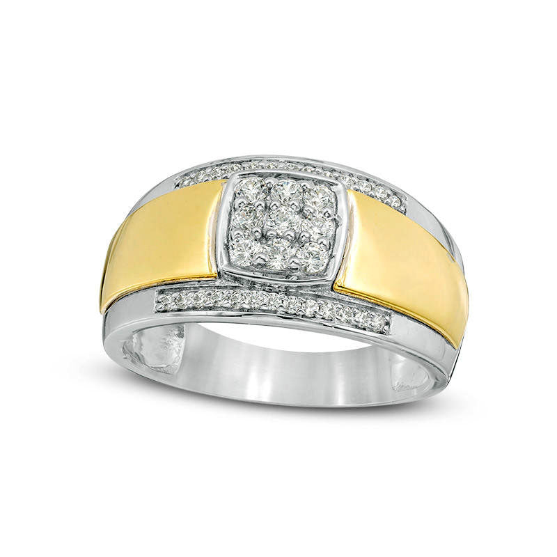 Men's 0.38 CT. T.W. Composite Natural Diamond Stepped Edge Ring in Solid 10K Two-Tone Gold