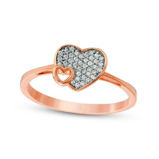 0.13 CT. T.W. Composite Natural Diamond Heart-Shaped Ring in Solid 10K Rose Gold