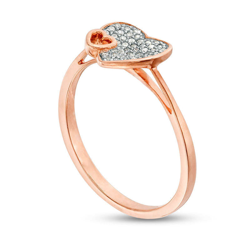 0.13 CT. T.W. Composite Natural Diamond Heart-Shaped Ring in Solid 10K Rose Gold