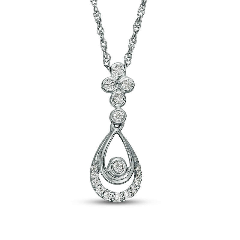 0.2 CT. T.W. Natural Diamond Double Teardrop Pendant in Sterling Silver