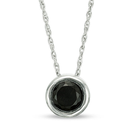 0.5 CT. Enhanced Black Natural Clarity Enhanced Solitaire Bezel-Set Pendant in 10K White Gold