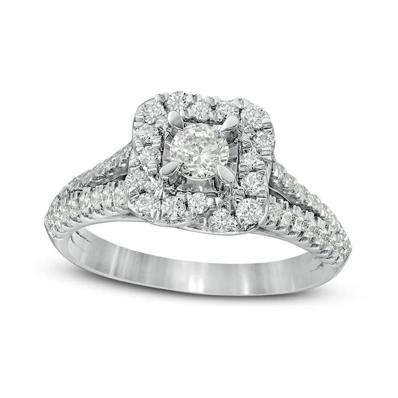 0.88 CT. T.W. Natural Diamond Knot Frame Split-Shank Engagement Ring in Solid 10K White Gold