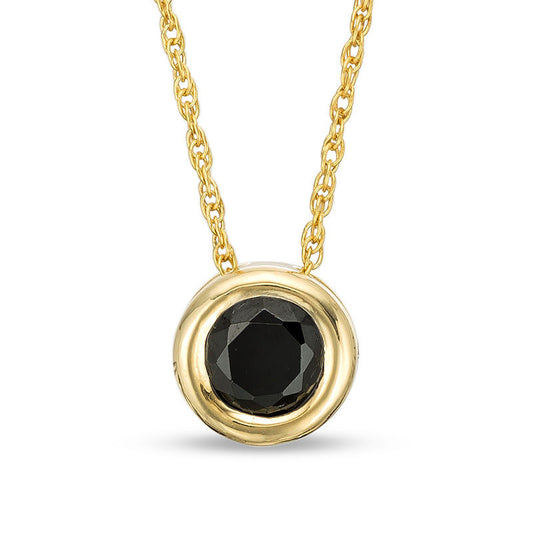 0.5 CT. Enhanced Black Natural Clarity Enhanced Solitaire Bezel-Set Pendant in 10K Yellow Gold