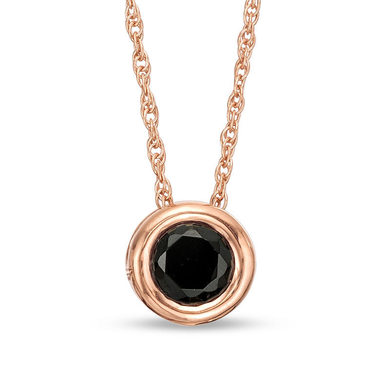 0.5 CT. Enhanced Black Natural Clarity Enhanced Solitaire Bezel-Set Pendant in 10K Rose Gold