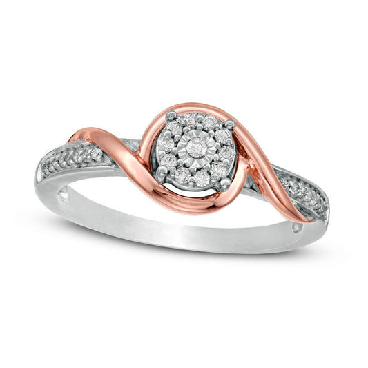 0.10 CT. T.W. Natural Diamond Frame Swirl Bypass Promise Ring in Sterling Silver and Solid 10K Rose Gold