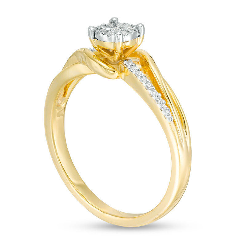 0.10 CT. T.W. Composite Natural Diamond Bypass Promise Ring in Solid 10K Yellow Gold