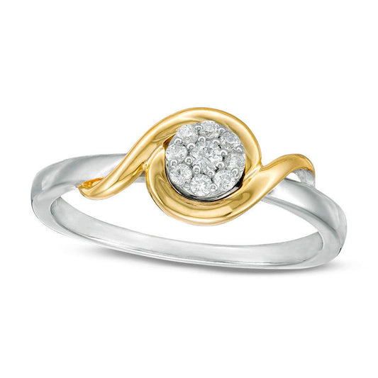 0.10 CT. T.W. Composite Natural Diamond Bypass Promise Ring in Sterling Silver and Solid 10K Yellow Gold