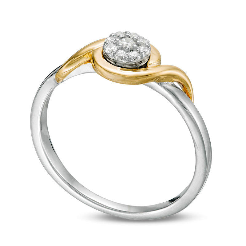 0.10 CT. T.W. Composite Natural Diamond Bypass Promise Ring in Sterling Silver and Solid 10K Yellow Gold