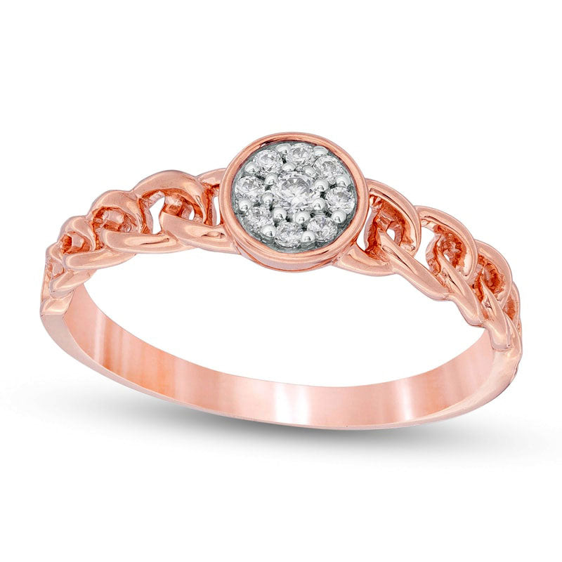 0.10 CT. T.W. Composite Natural Diamond Link Shank Promise Ring in Solid 10K Rose Gold