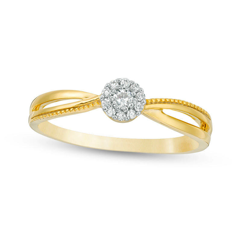 0.10 CT. T.W. Natural Diamond Antique Vintage-Style Split Shank Promise Ring in Solid 10K Yellow Gold