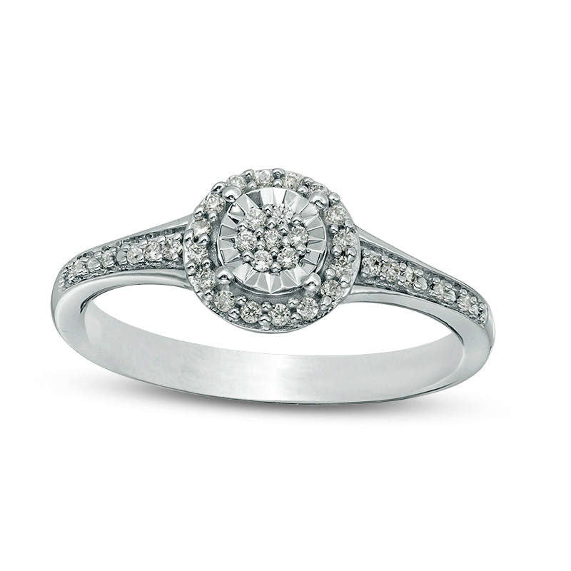 0.13 CT. T.W. Composite Natural Diamond Frame Promise Ring in Sterling Silver