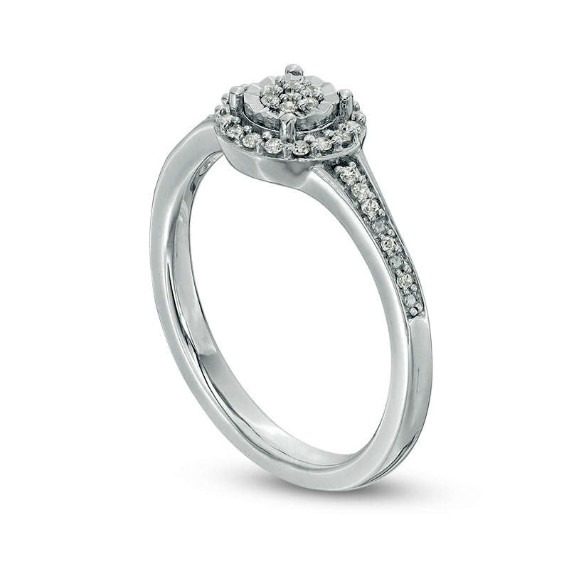 0.13 CT. T.W. Composite Natural Diamond Frame Promise Ring in Sterling Silver