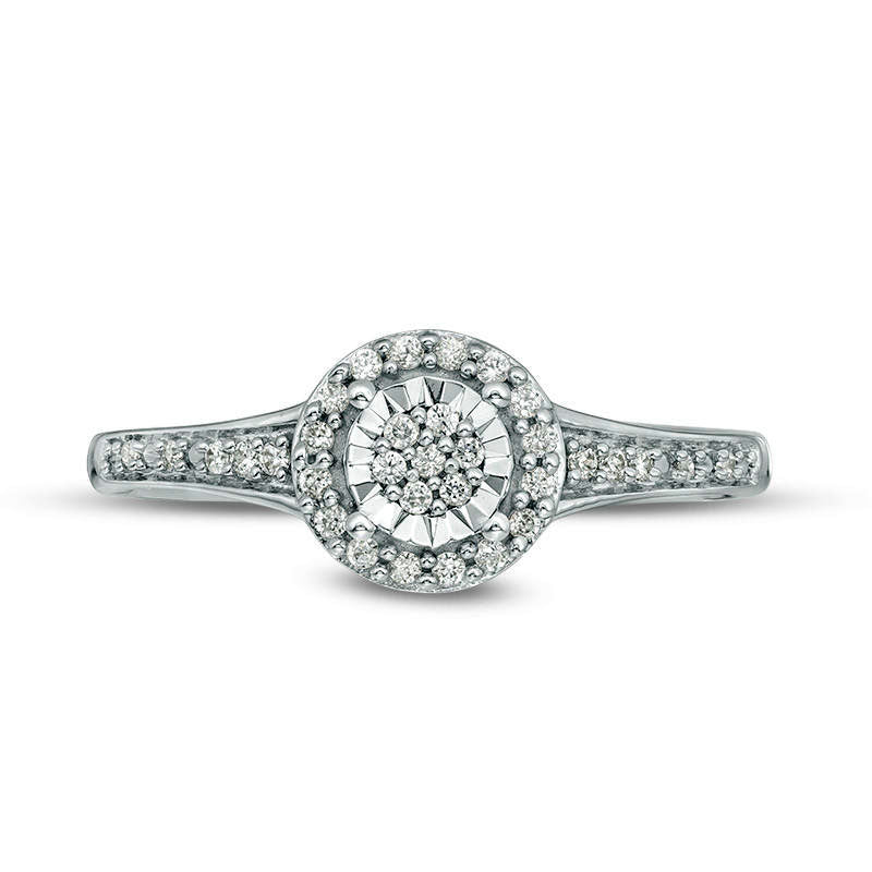 0.13 CT. T.W. Composite Natural Diamond Frame Promise Ring in Sterling Silver