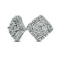 0.1 CT. T.W. Quad Diamond Tilted Square Frame Stud Earrings in Sterling Silver