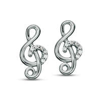 0.1 CT. T.W. Diamond Treble Clef Stud Earrings in Sterling Silver