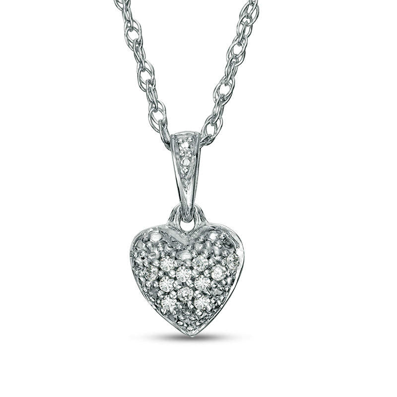 0.05 CT. T.W. Natural Diamond Heart Pendant in Sterling Silver