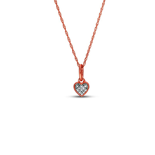 Natural Diamond Accent Heart Antique Vintage-Style Pendant in 10K Rose Gold