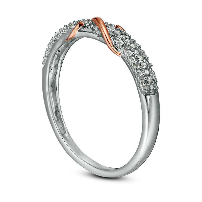 0.10 CT. T.W. Natural Diamond "S" Overlay Ring in Sterling Silver and Solid 10K Rose Gold