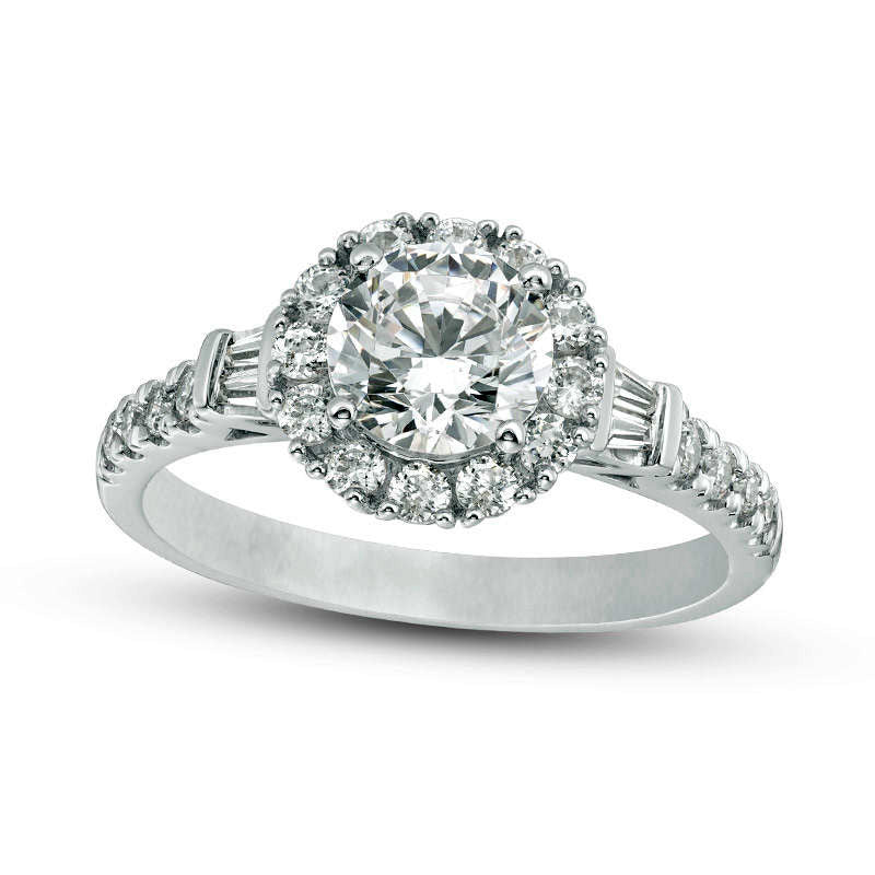 1.5 CT. T.W. Natural Diamond Frame Engagement Ring in Solid 18K White Gold (I/SI2)