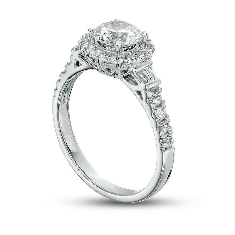 1.5 CT. T.W. Natural Diamond Frame Engagement Ring in Solid 18K White Gold (I/SI2)