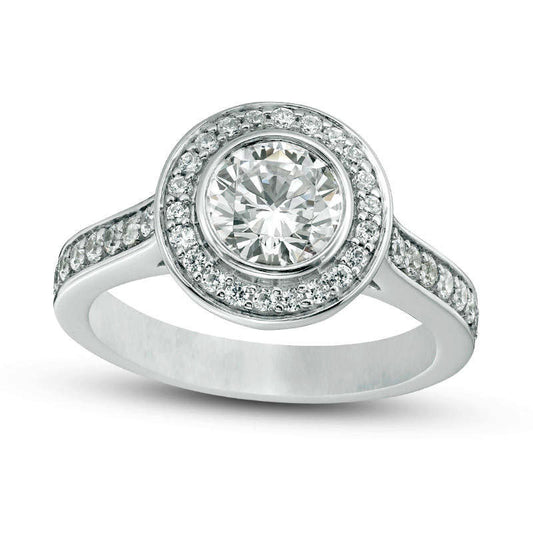 1.38 CT. T.W. Natural Diamond Frame Engagement Ring in Solid 18K White Gold (I/SI2)