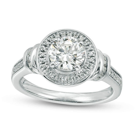 1.33 CT. T.W. Natural Diamond Collar Engagement Ring in Solid 18K White Gold (I/SI2)