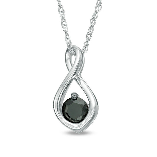 0.38 CT. Enhanced Black Natural Clarity Enhanced Solitaire Infinity Pendant in 10K White Gold