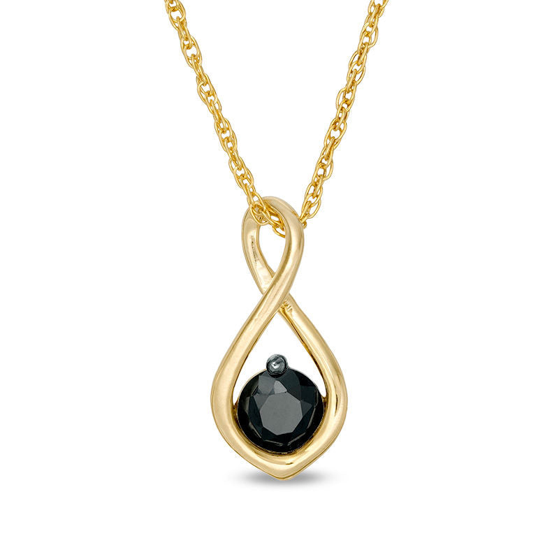 0.38 CT. Enhanced Black Natural Clarity Enhanced Solitaire Infinity Pendant in 10K Yellow Gold