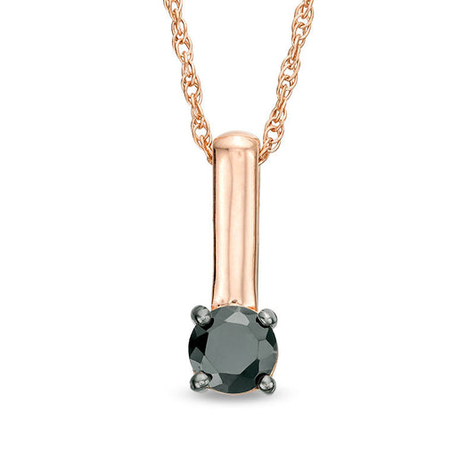 0.38 CT. Enhanced Black Natural Clarity Enhanced Solitaire Stick Drop Pendant in 10K Rose Gold