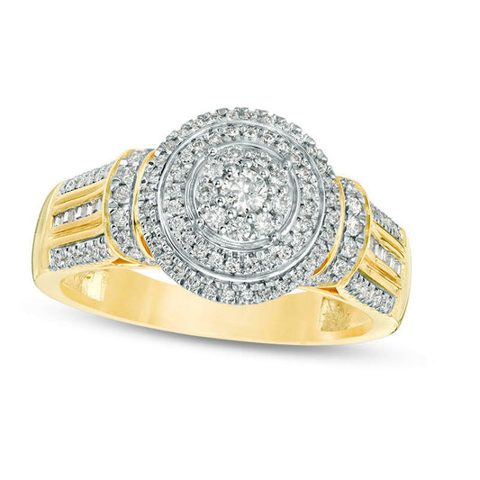 0.50 CT. T.W. Composite Natural Diamond Double Frame Collar Engagement Ring in Solid 10K Yellow Gold