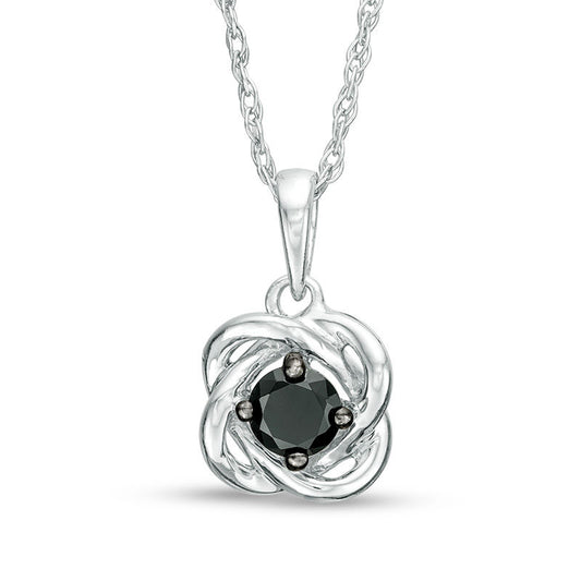 0.2 CT. Enhanced Black Natural Clarity Enhanced Solitaire Love Knot Pendant in 10K White Gold