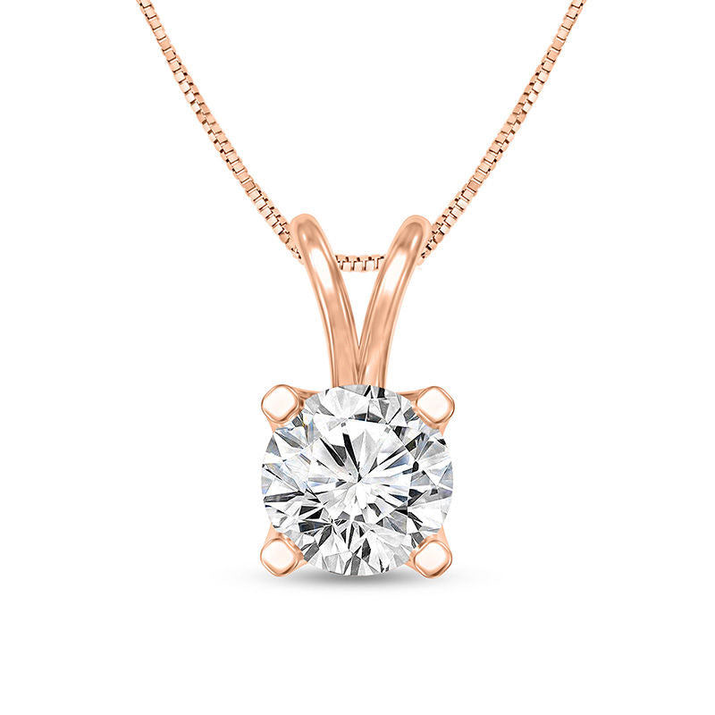 0.25 CT. Certified Natural Clarity Enhanced Solitaire Pendant in 14K Rose Gold (I/VS2)