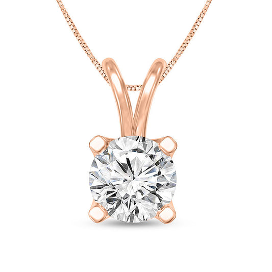 1 CT. Certified Natural Clarity Enhanced Solitaire Pendant in 14K Rose Gold (I/VS2)