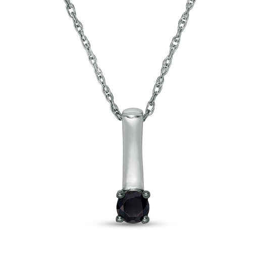 0.2 CT. Enhanced Black Natural Clarity Enhanced Solitaire Stick Drop Pendant in 10K White Gold