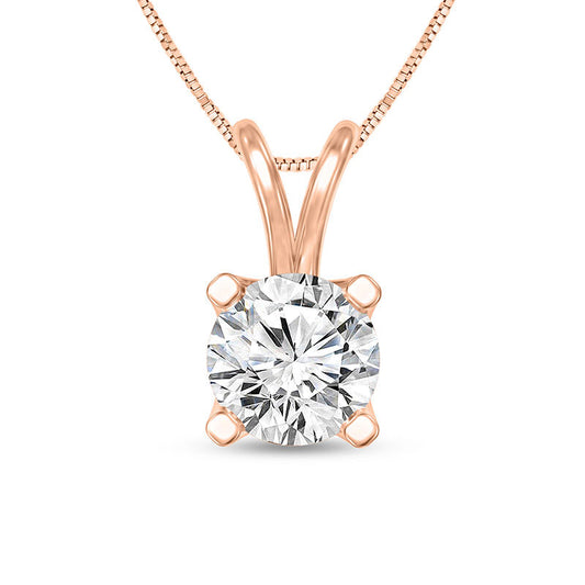 0.5 CT. Certified Natural Clarity Enhanced Solitaire Pendant in 14K Rose Gold (I/VS2)