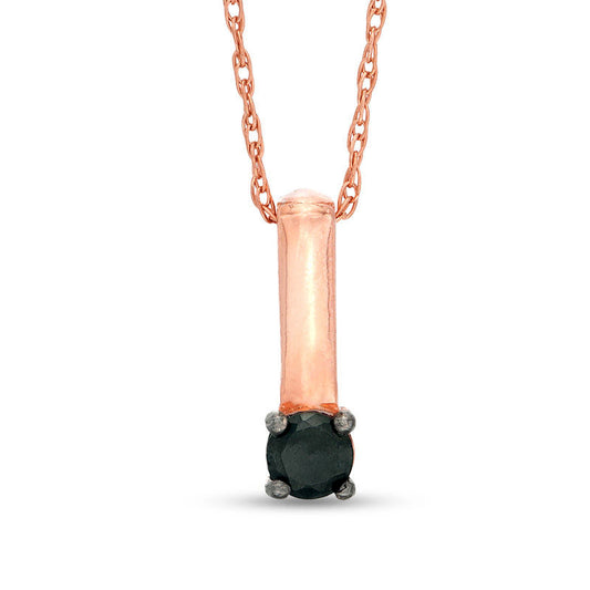 0.2 CT. Enhanced Black Natural Clarity Enhanced Solitaire Stick Drop Pendant in 10K Rose Gold