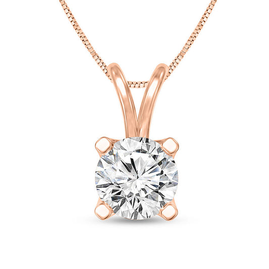 0.75 CT. Certified Natural Clarity Enhanced Solitaire Pendant in 14K Rose Gold (I/VS2)